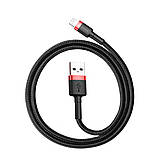 Кабель Baseus Cafule Cable USB For Lightning 2.4A 0.5m Red+Black, фото 5