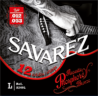 Струны для 12-струнной акустической гитары SAVAREZ A240L Acoustic Phosphor Bronze Light .012 - .053