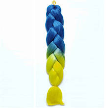Канекалонова коса омбре синій холодний жовтий 60 ± 5 см Вага 100 ± 5 г Термостійкий B61