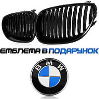 Решетка радиатора BMW E60 E61 ноздри бампера Е60 Е61 БМВ черный глянец