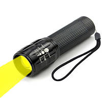 Фонарь ручной с желтым светом 8400-Y (3xAAA) + батарейки в подарок, с фокусировкой