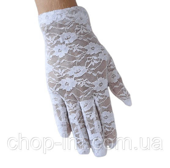Рукавички жіночі білі гіпюрові