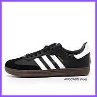 Кроссовки женские и мужские Adidas Sambа Black Gum / кеды Адидас Самба черные