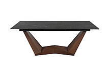 Стіл обідній розкладний BONUCCI CERAMIC чорний Nero Greco/горіх 200-250x98x76 (кераміка+МДФ шпон), фото 6