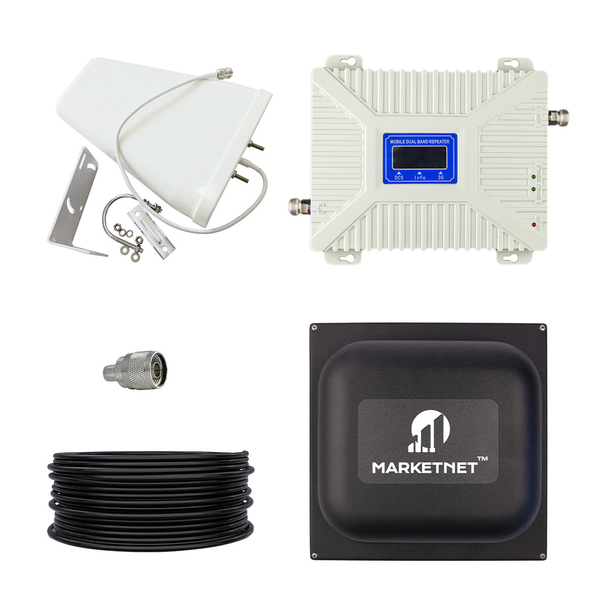 Комплект GSM Репітер 900/1800 МГц підсилювач мобільного зв'язку з покриттям 150 м2