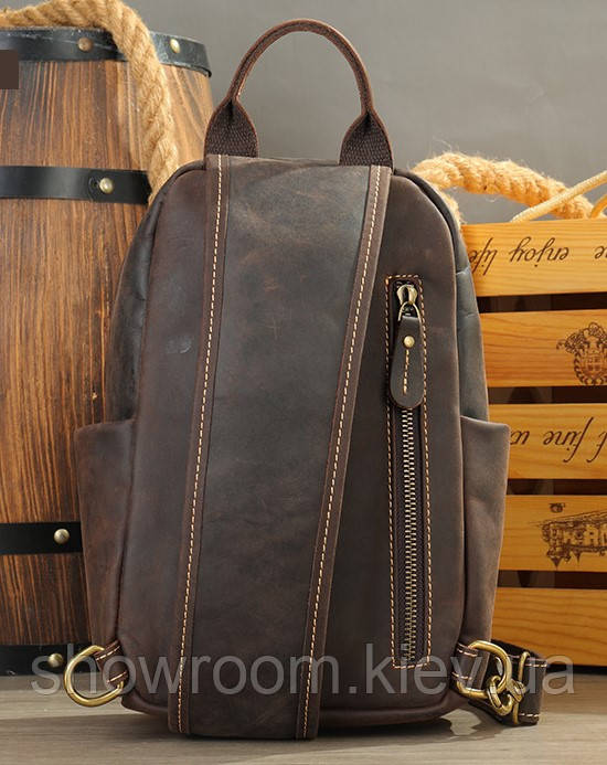 Мужская сумка на грудь (слинг), бананка Wild Leather (352) - фото 7 - id-p1899477028