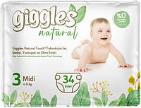 Подгузники детские Giggles Natural 3 Midi 4-9 кг 34 шт