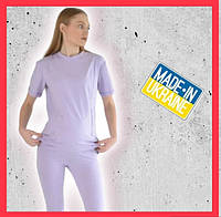 Лавандовая базовая футболка для беременных и кормящих 42-56рр Универсальная женская футболка