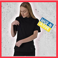Черная базовая футболка для беременных и кормящих 42-56рр Стильная женская футболка