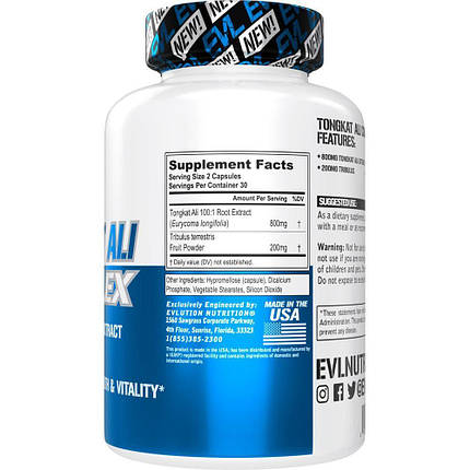 Тестобустер Еврікома Довголиста EVLution Nutrition Eurycoma longifolia Jack 400 мг 60 капс. (30 порц.), фото 4