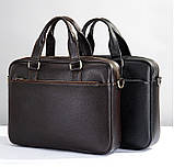 Чоловіча ділова шкіряна сумка Leather Collection (9919) чорна, фото 5