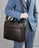 Чоловіча ділова шкіряна сумка Leather Collection (9919) коричнева, фото 3