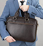 Чоловіча ділова шкіряна сумка Leather Collection (9919) коричнева, фото 4