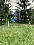Качеля дитяча садова посилена двомісна, заввишки 2м (до 150 кілограмів навантаження на місце), фото 2