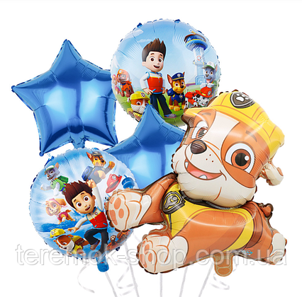 Фольговані кулі Щенячий патруль, дитячі повітряні кулі Кремез набір 5 шт