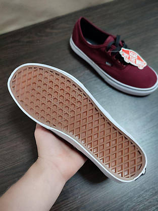 Кеди Vans Authentic BORDO / WHITE бордові ванси унісекс кросівки демісезон 2023, фото 6