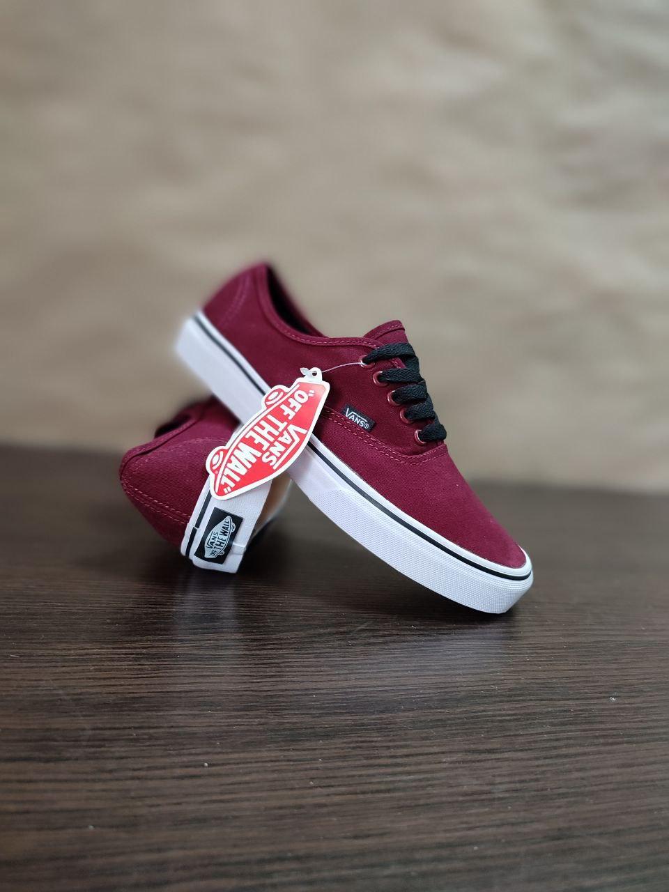 Кеди Vans Authentic BORDO / WHITE бордові ванси унісекс кросівки демісезон 2023