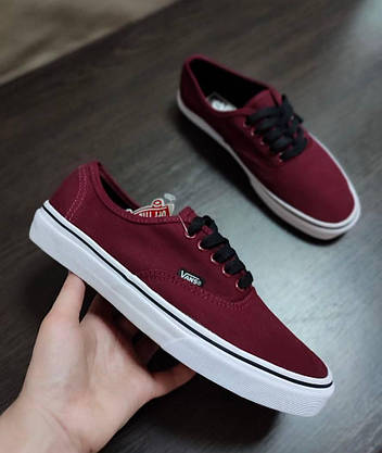 Кеди Vans Authentic BORDO / WHITE бордові ванси унісекс кросівки демісезон 2023, фото 4