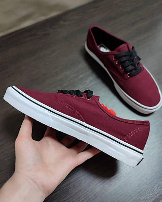 Кеди Vans Authentic BORDO / WHITE бордові ванси унісекс кросівки демісезон 2023, фото 3