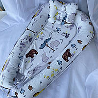 Гніздо-кокон для новонародженого 85Х40 см (подушка для вагітної, подушка для годування) Звірятка
