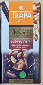 Шоколад Trapa Intenso Noir 80% Almendras enteras 175 г. Іспанія