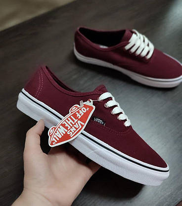 Кеди Vans Authentic BORDO / WHITE бордові ванси унісекс кросівки демісезон 2023, фото 2