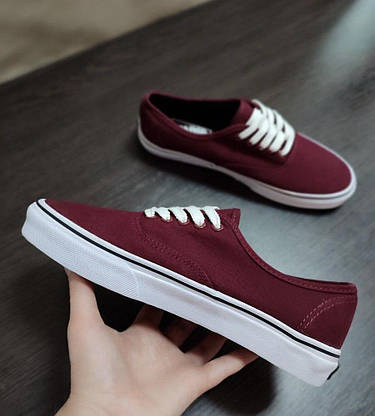 Кеди Vans Authentic BORDO / WHITE бордові ванси унісекс кросівки демісезон 2023, фото 5