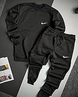 Спортивный костюм мужской Nike зимний на флисе теплый свитшот и штаны черный