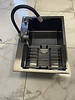 Мийка для кухні Kraft 6045 PVD 4в1 3,0/1,0 мм Black, і змішувач гнучкий