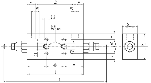 Розміри клапана VBCD 3/8" DE/FL
