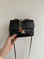 Жіноча сумка з екошкіри Chanel Black / Шанель чорна на плече сумочка жіноча шкіряна стильна брендова