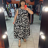 Сарафан штапель довгий принт квіти волани 56 чорний, фото 9