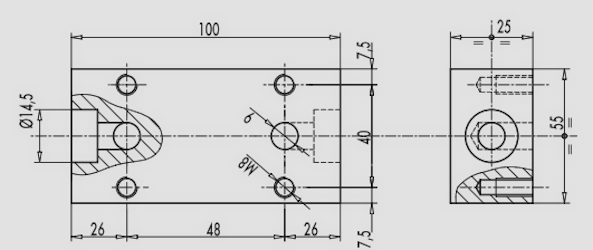Розміри стикової поверхні клапана VBCD 3/8" DE/FL