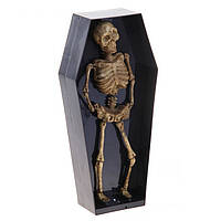 Прикол "Скелет в гробу" музыкальный, двигается, светится Halloween LED Lighted Musical Dancing Skeleton Coffin