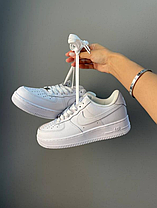 БІЛІ кросівки Nike air force 1 чоловічі унісекс нафк аір форс шкіряні глибокі на високій подошві жіночі чоловічі, фото 4