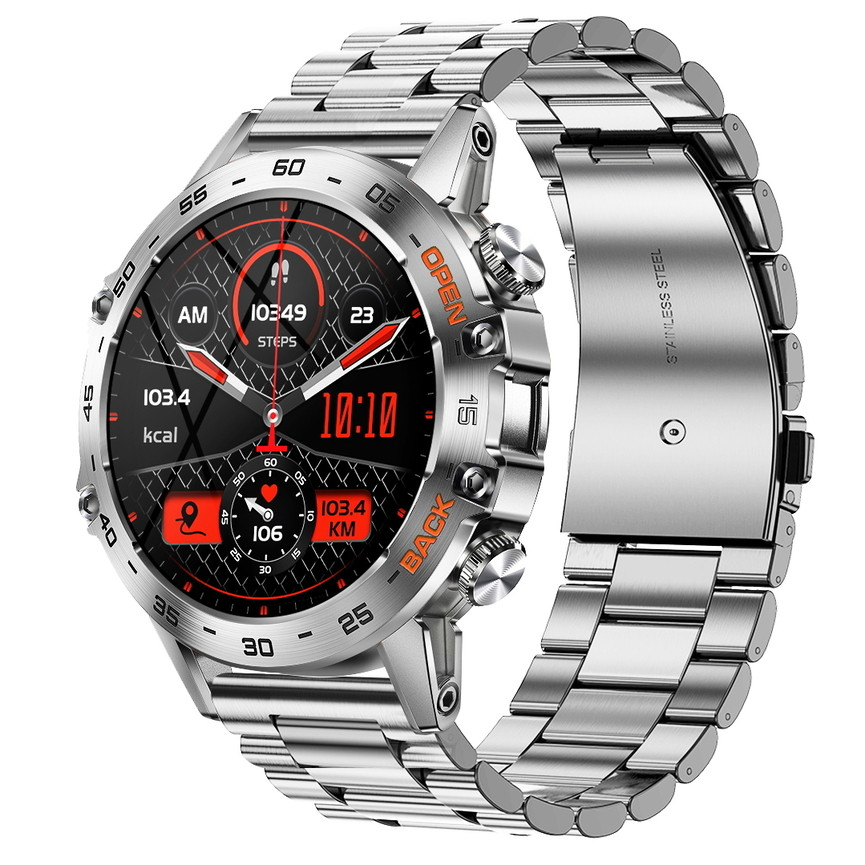 Чоловічий розумний смарт годинник Smart Delta K52 Silver з 2 ремінцями, сталевим та каучуковим
