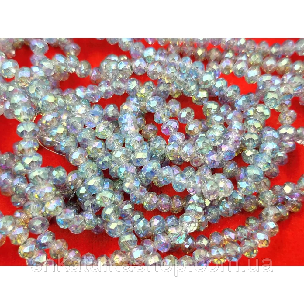 Намистини кришталеві рондель 4х3мм, із зеленим відтінком, фото 1