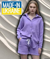 Комплект для вагітних і годуючих Sofa Мусліновий літній фіолетовий костюм 42-56