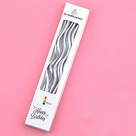 Набір свічок для торта коктейльні срібний 13см 6шт