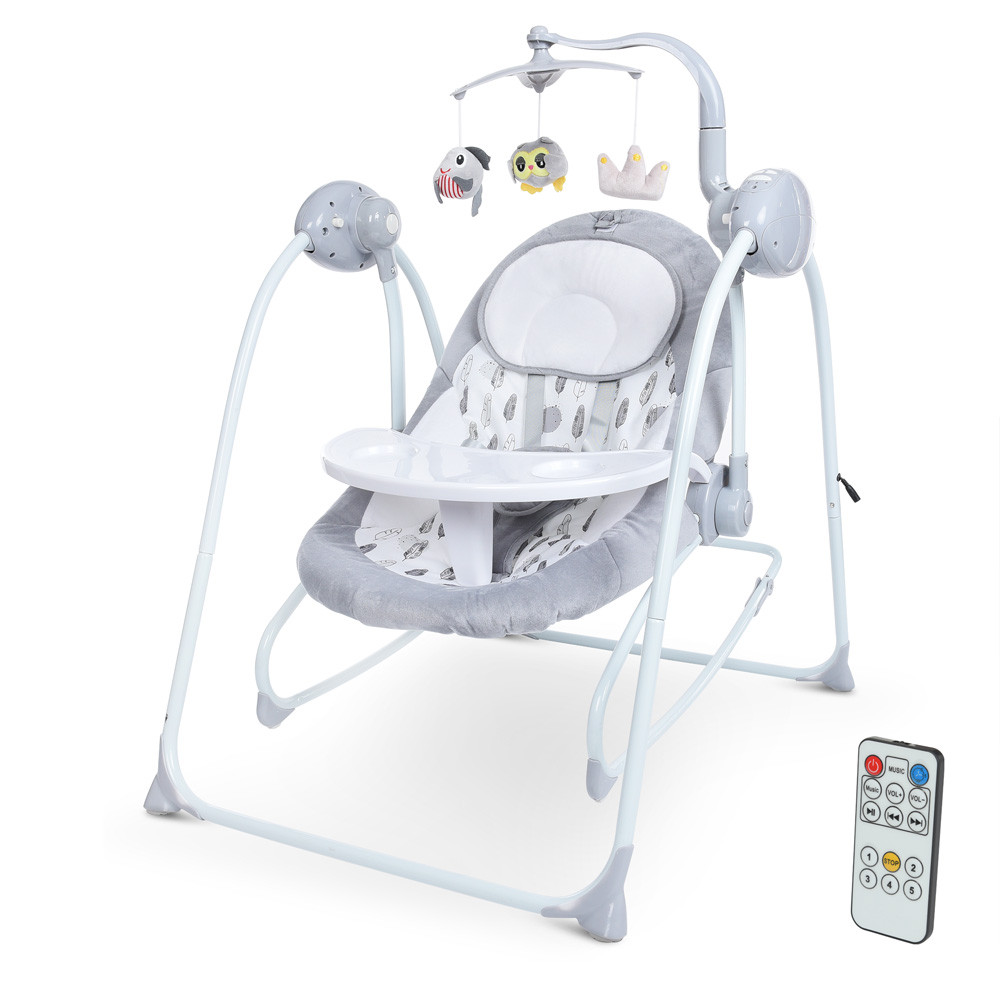 Гойдалка-шезлонг EL CAMINO ME 1076 EMMA Soft Gray з таймером і пультом, фото 1