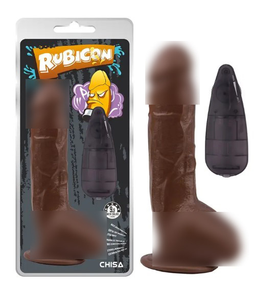 Коричневий вібратор на присоску з пультом Vibrating Dick 9.9, фото 1