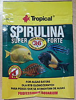 Tropical Super Spirulina Forte 36% Сухий корм для травоїдних акваріумних риб у пластівцях Спіруліна, 12 г (70311)