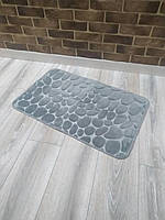 Сірий килимок у ванну з 3д ефектом 60*40 см. стильний, антиковзний, водопоглинальний