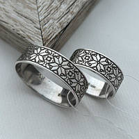 Обручальные кольца из серебра с цветочным орнаментом пара