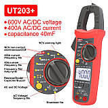 Струмовимірювальні кліщі UNIT UT203 (UTM 2203) з функцією мультиметра (AC/DC до 400A), фото 5