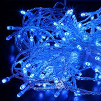 Гирлянда 200 Led лампочек на прозрачном проводе — синий
