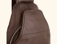 Мужская кожаная сумка-слинг коричневого цвета Newery N116GC Отличное качество