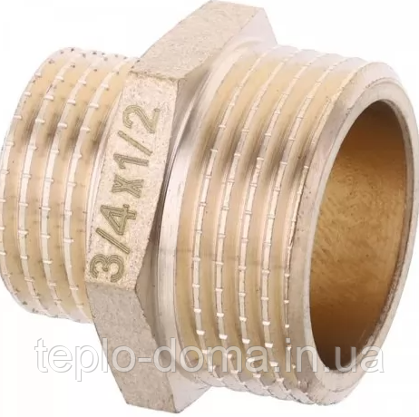 Ніпель редукційний Koer KF.N0608.WN — 1/2"х3/4" без нікелю