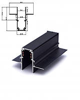 Магнітний трек врізний чорний 25мм. Товщина стінки 2мм