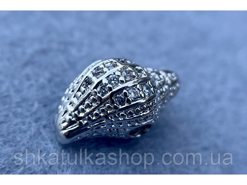 Шарм намистина інкрустована Кубічним цирконієм Ш54 сталь, фото 1